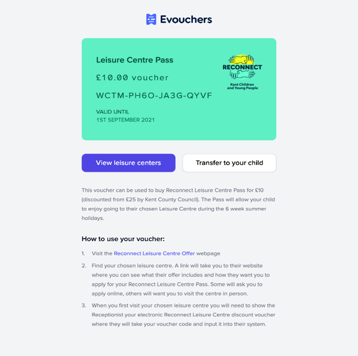 An example showing what the discount voucher pass will look like